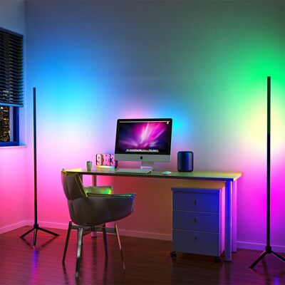 【JP嚴選-捷仕特】直立式RGB牆角氣氛燈 LED 附贈三腳架 多種光源自行調整 客廳 臥室