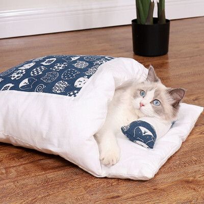 【咪多樂】《M號》台灣發貨 日式貓窩 貓睡袋 封閉式睡窩 可拆洗 冬天保暖窩 狗窩 貓咪睡袋 猫