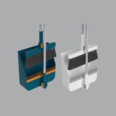 可折疊收納掃把 折疊掃把 掃具 掃把組合  帶齒梳防風掃把畚箕組 毛髮不沾手