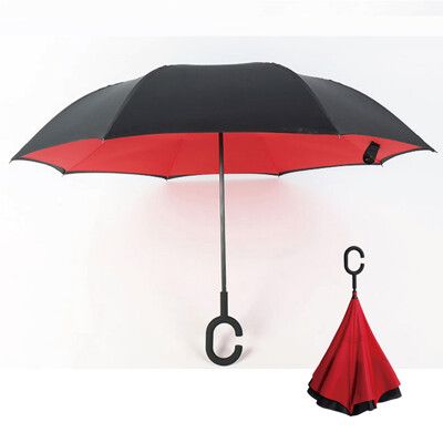 【樂邦】雙色雙層C型反向傘(反向傘 雨傘)