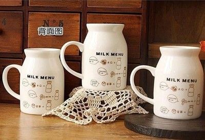 zf box 日式zakka可愛雜貨-鄉村風乳牛圖案牛奶造型 陶瓷手把小馬克杯早餐杯牛奶杯 大號