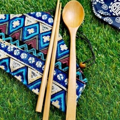 一木一匠日式便攜式筷子勺子套裝戶外旅行上班族攜帶餐具