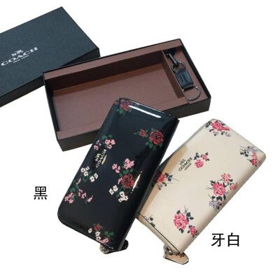 COACH 長夾+匙國際正版保證進口防水防刮鏡面皮革U型拉鍊主袋品證購證塵套提袋等10-15日