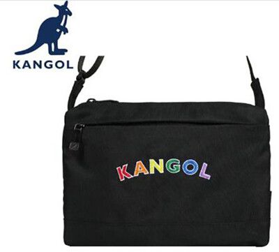 KANGOL 斜背包小容量扁型設計主袋+外袋共二層進口防水尼龍布肩背斜側刷洗中性款男女適