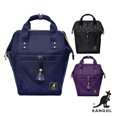 KANGOL 後背包大容量可A4資料夾主袋+外袋共五層進口防水水晶布材質框型拉鍊大開口提後背