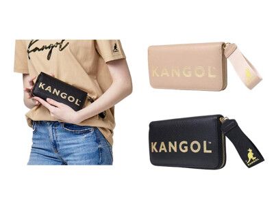 KANGOL 長夾U型拉鍊包覆主袋進口防水防刮皮革材質多層大容量不摺鈔