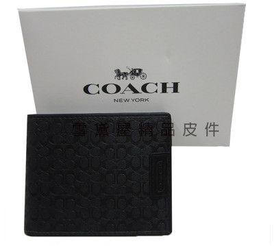 COACH 短皮夾男仕短夾國際正版保證進口防水防刮皮革二折主袋品證購證盒塵套提袋