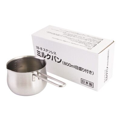 12cm日本18-8不銹鋼厚板刻度牛奶鍋-800ml-日本製-H-300225