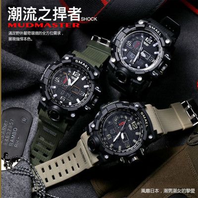 【美國熊】日本機心 雙顯示 多功能錶 男士電子錶 軍錶 運動防水LED錶 [WSML-04]