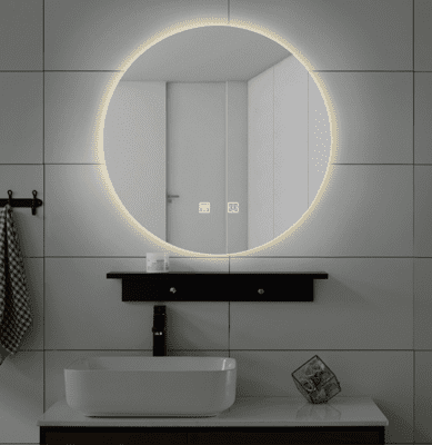圓鏡 無框鏡 玄關鏡 60CM雙色光+防霧+雙觸摸 智能鏡 壁掛鏡 裝飾鏡 發光鏡  背光浴室鏡