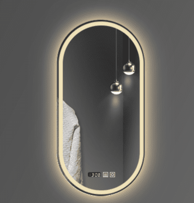 鏡子 50*80CM三色變光+除霧+時間溫度功能 led燈鏡 掛鏡 智能浴室鏡 跑道化妝鏡