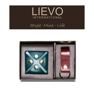【LIEVO】水蠟皮壓扣零錢包+皮鑰匙圈組
