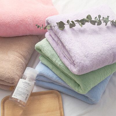 【JOEKI】珊瑚絨毛巾浴巾組 買大送小 超細纖維珊瑚絨浴巾+毛巾 2件組 柔軟吸水【WY0054】