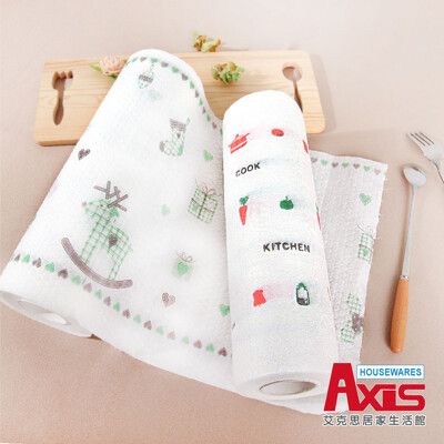 【AXIS 艾克思】乾濕兩用可拋棄式水洗紙抹布.廚房紙巾(可愛圖)