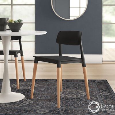 E-home Fido菲朵北歐實木腳造型餐椅-兩色可選