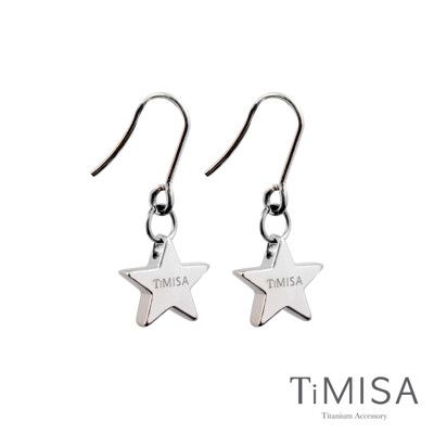 【TiMISA 純鈦飾品】迷你幸運星(M)純鈦耳環一對