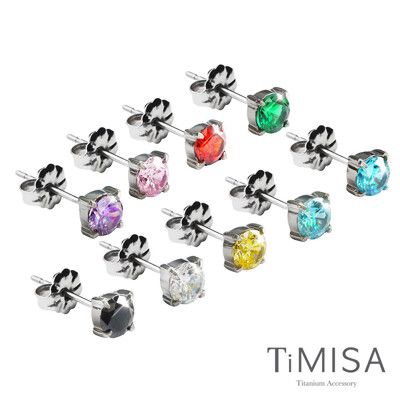 【TiMISA 純鈦飾品】純淨 九色可選 純鈦耳針一對