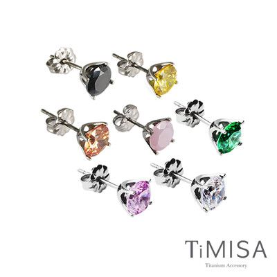 【TiMISA 純鈦飾品】純鈦簡愛(M)七色可選 純鈦耳針一對