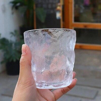 北歐ins冰川紋玻璃杯 咖啡杯 酒杯  透明水杯高 烈酒杯 客廳杯 水晶玻璃杯 杯子 水杯冰川紋