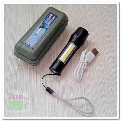 XPE強光手電/側光COB工作燈 USB充電手電筒/強光手電筒/附收納盒
