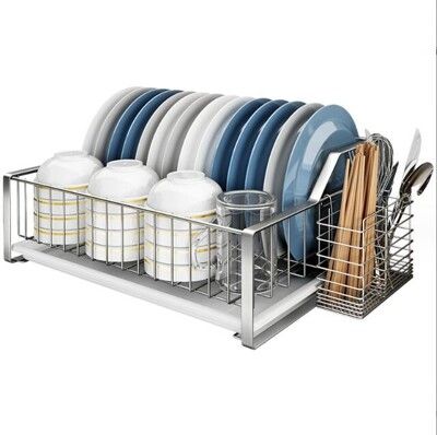 不銹鋼單層碗架瀝水架 多功能廚房台面家用碗櫃碗筷碗盤碗碟收納