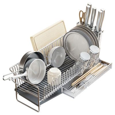 304不銹鋼瀝水架廚房碗架水槽邊碗碟餐具收納架免安裝台面置物架