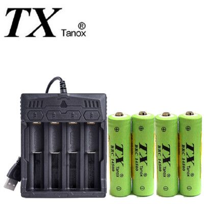 TX特林600mAh14500鋰充電池4入附USB充電器(LI14500-4-USB)