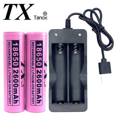 TX特林2600mAh18650鋰充電池2入附USB充電器(LI2600-2-USB)