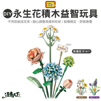 LOZ DIY永生花積木益智玩具 燦爛星河 冬雪初晴 花朝月夕 BSMI M45606 益智玩具 露