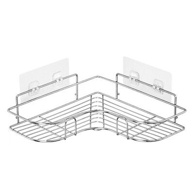 不銹鋼角落架  衛浴室壁掛三角收納架 廚房牆角不鏽鋼置物架 免釘免鑽孔不留痕黏膠轉角架