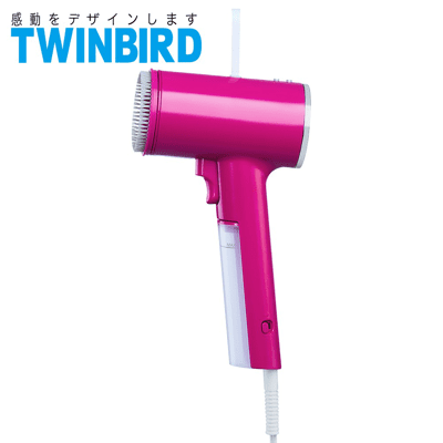 【Twinbird】日本高溫抗菌除臭 美型蒸氣掛燙機(桃紅)TB-G006TWP