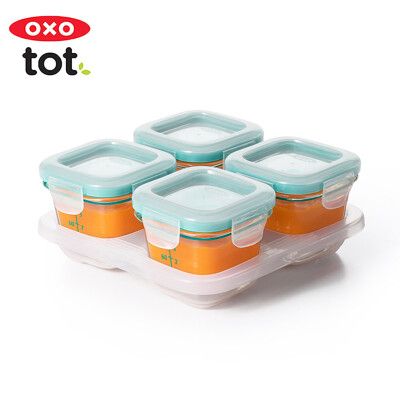 OXO tot 好滋味玻璃儲存盒4oz-靚藍綠