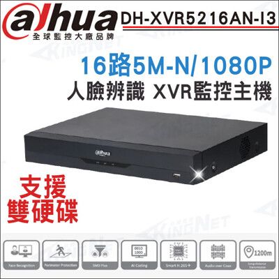 【帝網】大華 DH-XVR5216AN-I3 16路 1080P 人臉辨識 XVR 監視器主機