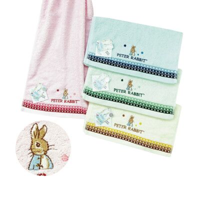 台灣製 彼得兔毛巾-素色條紋款 洗臉巾 比得兔毛巾 MIT純棉毛巾 3252 兔子媽媽