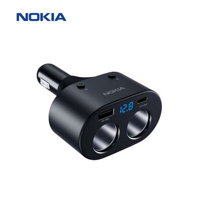 【NOKIA 電壓顯示PD+QC一轉二車充】  P6106N