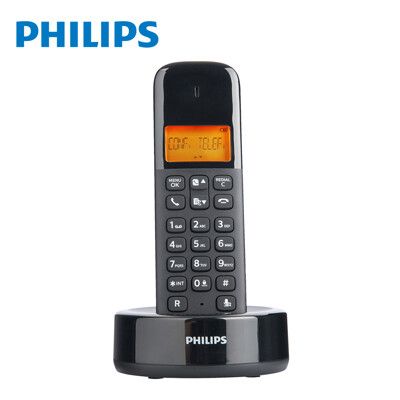 PHILIPS 飛利浦 D1601B 無線電話 數位電話1.6吋大螢幕 50組電話簿 靜音 5級調節