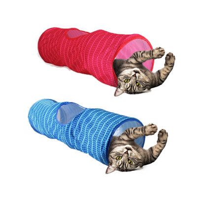 afp 潮貓隧道系列 藍色/粉色 繽紛多彩設計 鮮豔色彩 吸引貓咪目光 躲貓貓 逗貓玩具 貓益智玩具