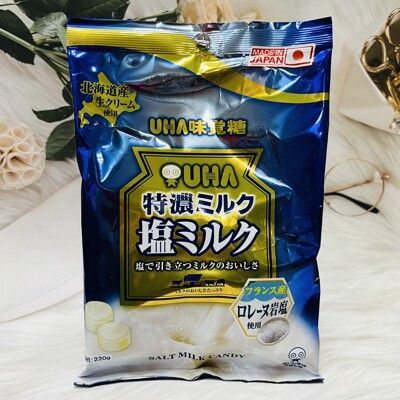 ☆潼漾小舖☆ 日本 UHA味覺糖 特濃牛奶 鹽牛奶糖 家庭包 220g