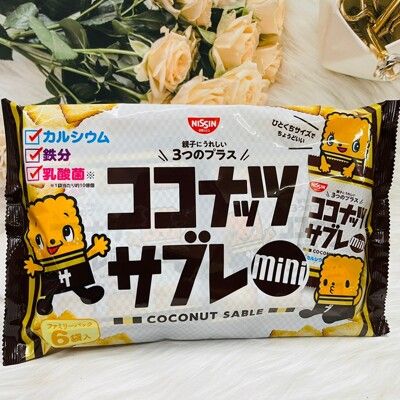 ☆潼漾小舖☆ 日本 Nissin 日清 迷你 薄燒脆餅 椰子奶酥餅 可口奶滋 120g 6袋入