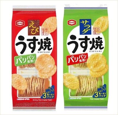 ☆潼漾小舖☆ 日本 龜田製菓 薄燒米餅 薄餅燒 沙拉/蝦味