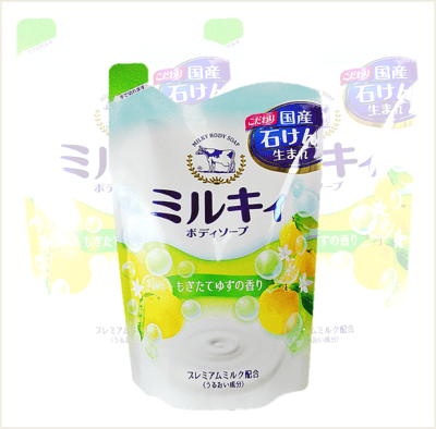 ☆潼漾小舖☆ COW 牛乳石鹼 牛乳精華沐浴乳 補充包 (柚香) 430ml