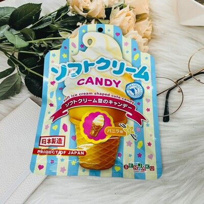 ☆潼漾小舖☆日本 SENJAKU 扇雀飴 香草風味冰淇淋糖 48g 甜筒造型糖 香草糖 冰淇淋造型糖