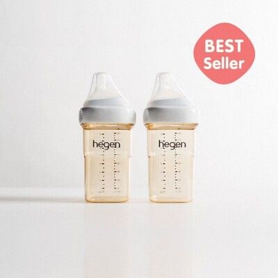 【hegen】  金色奇蹟PPSU多功能方圓型寬口奶瓶 240ml 雙瓶組