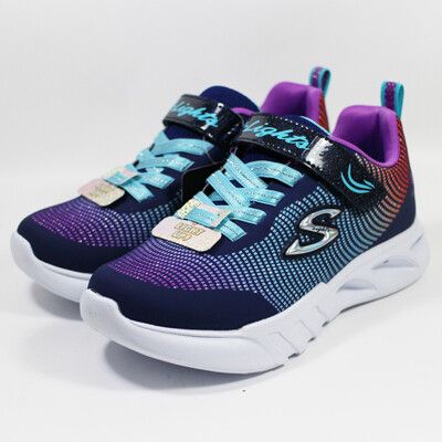 (DX) SKECHERS 女童 S Lights閃燈鞋 休閒運動鞋 303700LNVMT藍紫