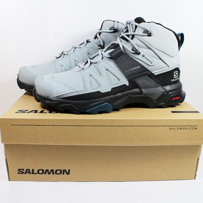 Salomon 女生 X ULTRA 4 GTX 中筒登山鞋寬楦深礦灰/黑/藍 L41687200