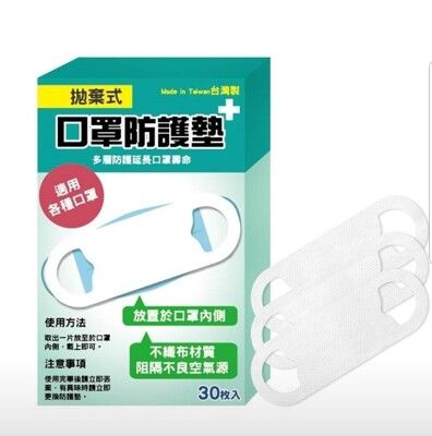 台灣製拋棄式不織布口罩防護墊-成人(30片/盒)