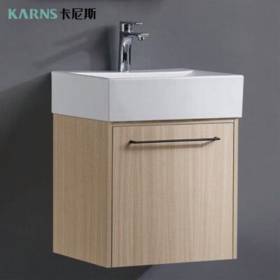 【CERAX 洗樂適衛浴】 52公分方形瓷盆+木紋發泡板浴櫃(不含面盆龍頭)(AR-5340-75)