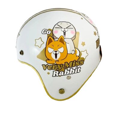 【JAP騎士精品】NIKKO N-401 美式復古安全帽 好想兔聯名 亮面白 金色邊條 復古帽 安全