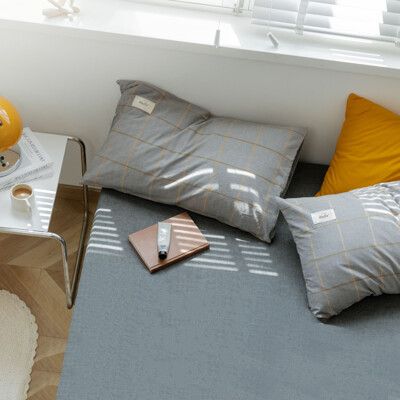 色織長絨棉 加大床包枕套三件組；床包加高35cm (一般/獨立筒皆適用)