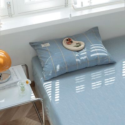 色織長絨棉 雙人床包枕套三件組；床包加高35cm (一般/獨立筒皆適用)